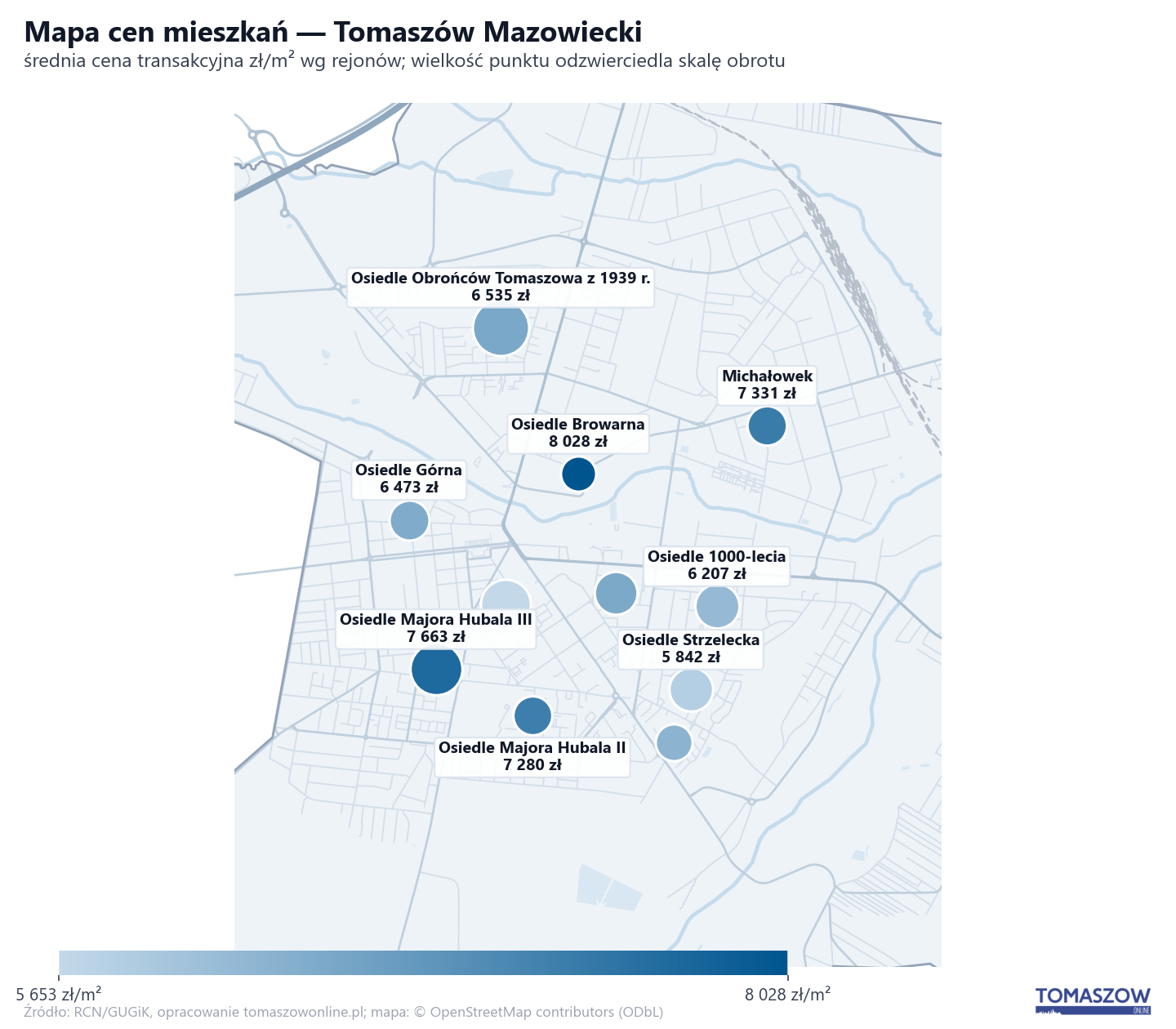Mapa cen mieszkań - Tomaszów Mazowiecki