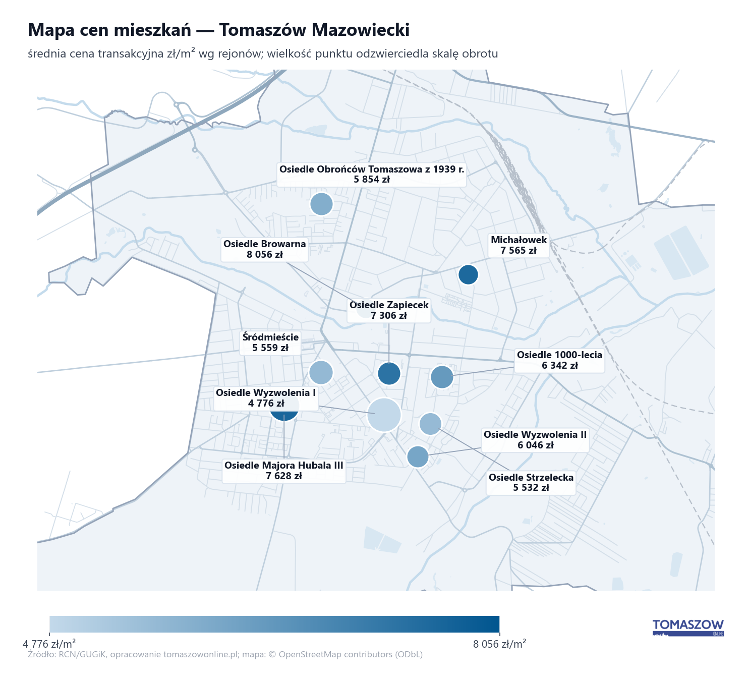 Mapa cen mieszkań - Tomaszów Mazowiecki
