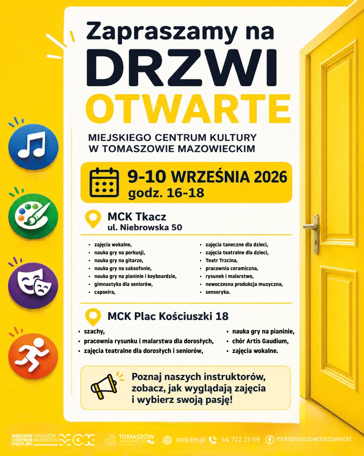 Grafika promocyjna wydarzenia Drzwi Otwarte w placówkach MCK