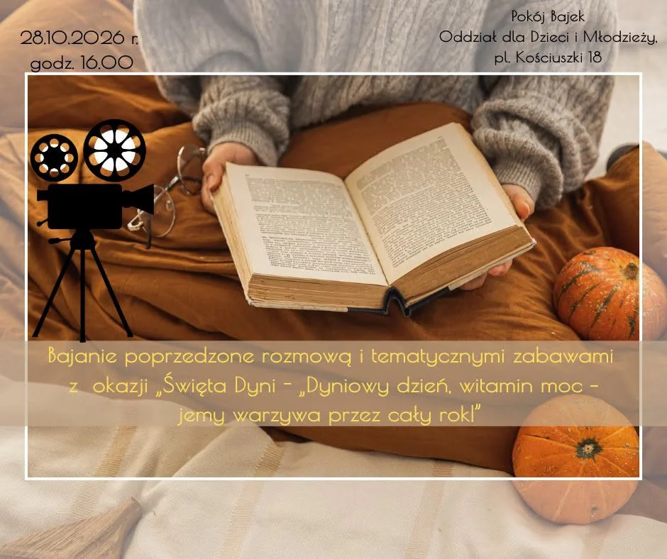 Grafika promocyjna wydarzenia Dyniowe bajanie z MBP