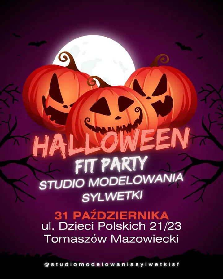 Grafika promocyjna wydarzenia Fit Halloween w Studio Modelowania Sylwetki — zdrowe i ruchowe Halloween w Tomaszowie