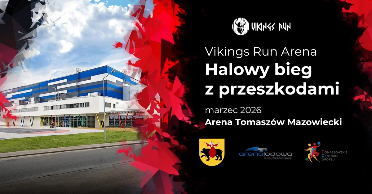 Grafika promocyjna wydarzenia Halowy bieg z przeszkodami w Tomaszowie Mazowieckim