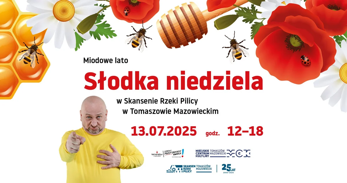 Grafika promocyjna wydarzenia Letnie spotkanie kulturalne i edukacyjne w Skansenie Rzeki Pilicy