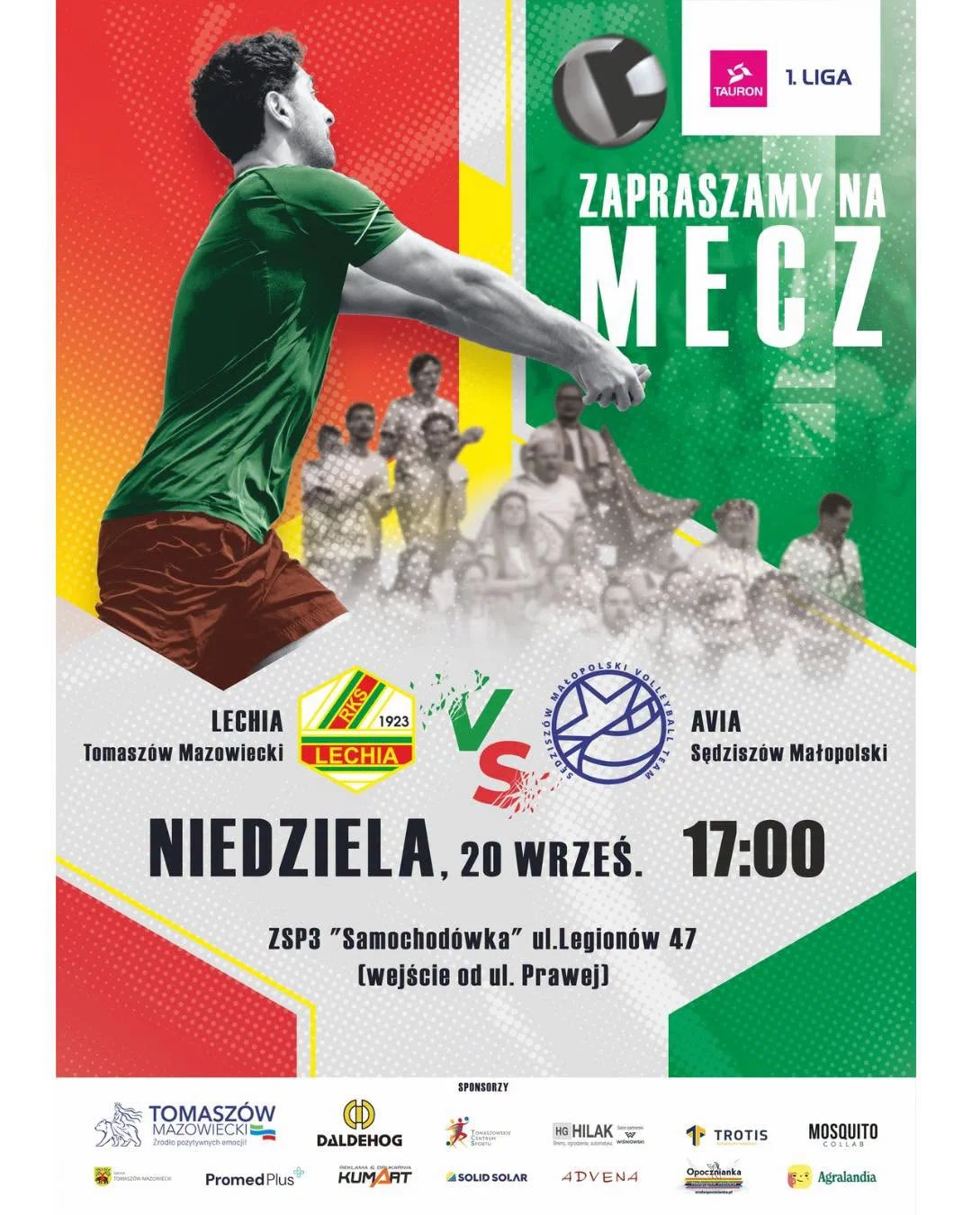 Grafika promocyjna wydarzenia Mecz TAURON I Ligi: Lechia Tomaszów Mazowiecki – Avia Sędziszów Małopolski