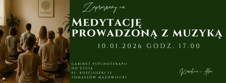 Grafika promocyjna wydarzenia Medytacja prowadzona z muzyką na żywo