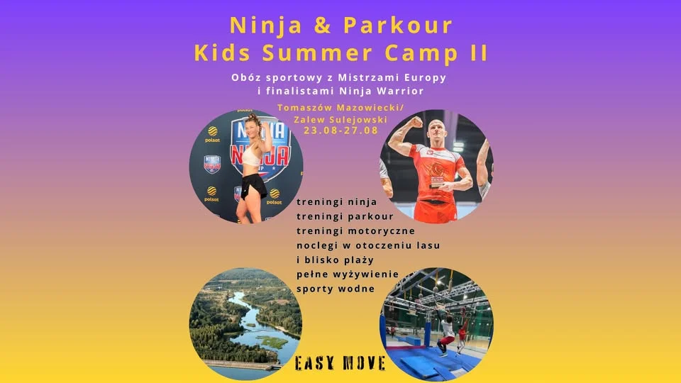 Grafika promocyjna wydarzenia Ninja & Parkour Kids Summer Camp w Tomaszowie Mazowieckim
