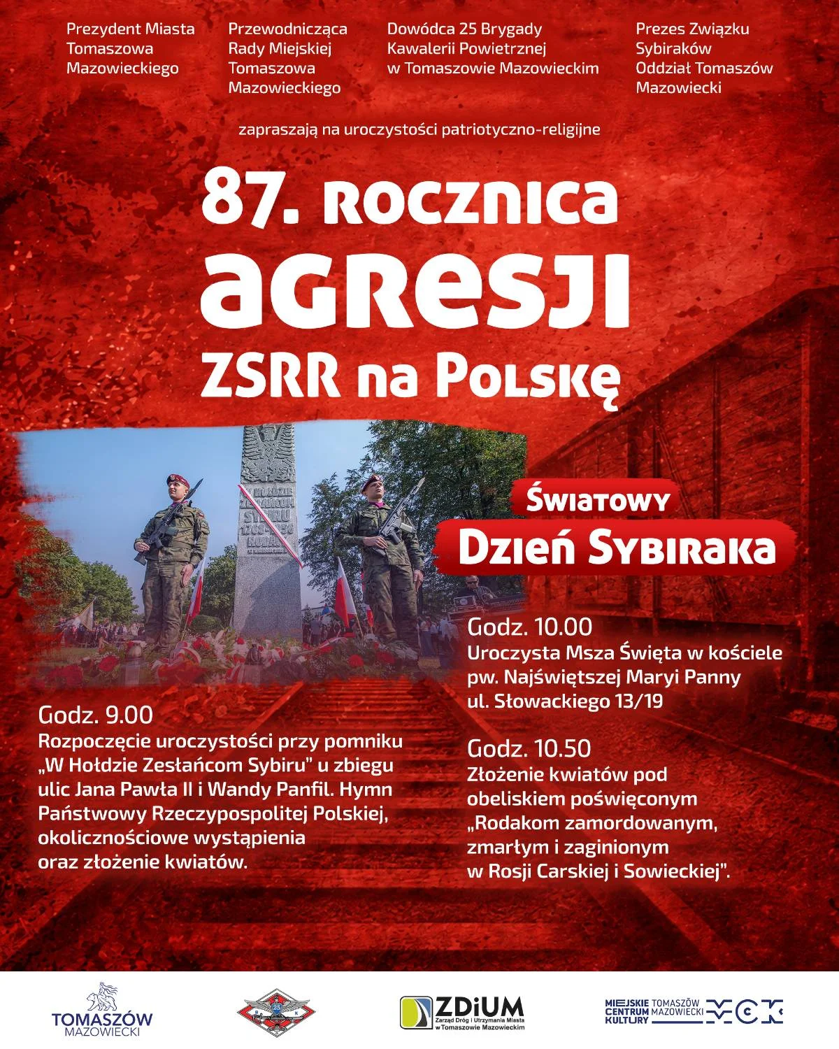 Grafika promocyjna wydarzenia Obchody 87. rocznicy agresji ZSRR na Polskę oraz Światowego Dnia Sybiraka