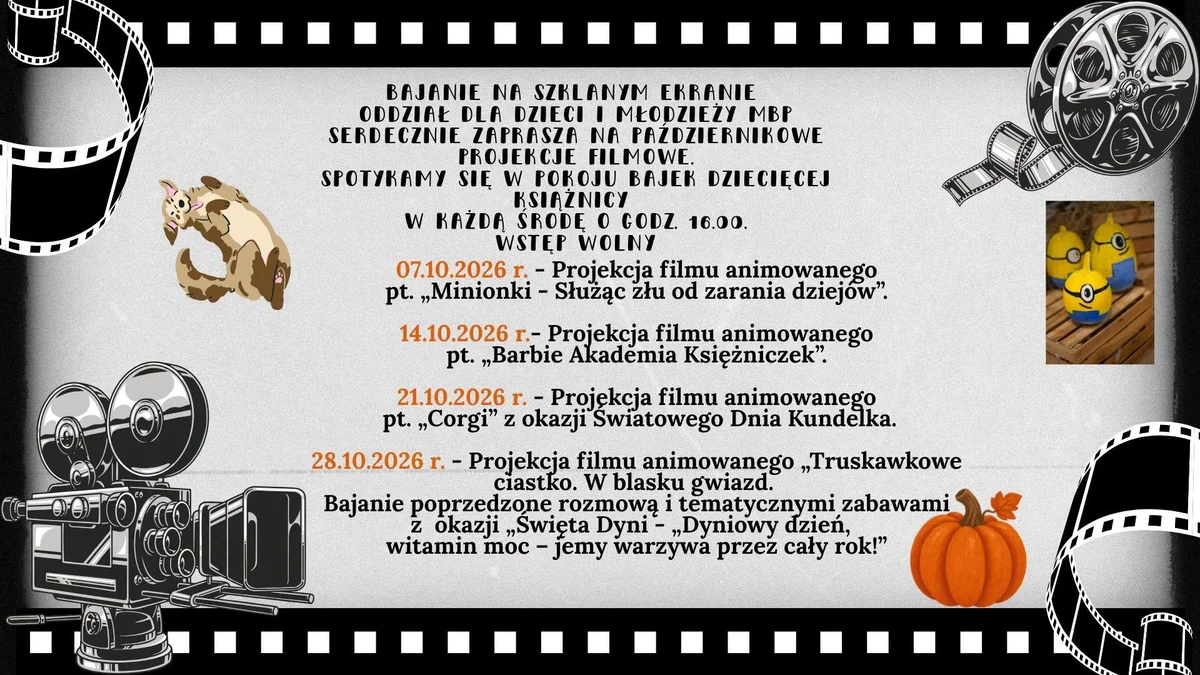 Grafika promocyjna wydarzenia Październikowe „Bajanie na szklanym ekranie”