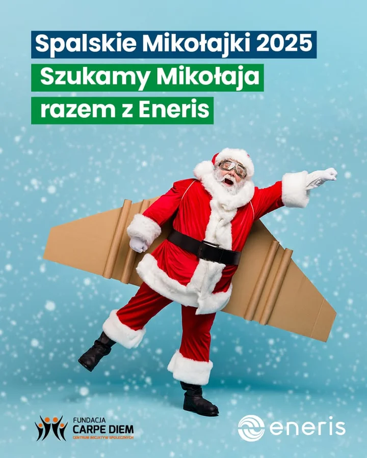 Grafika promocyjna wydarzenia Spalskie Mikołajki — ekologiczna zabawa i rozmowy o segregacji