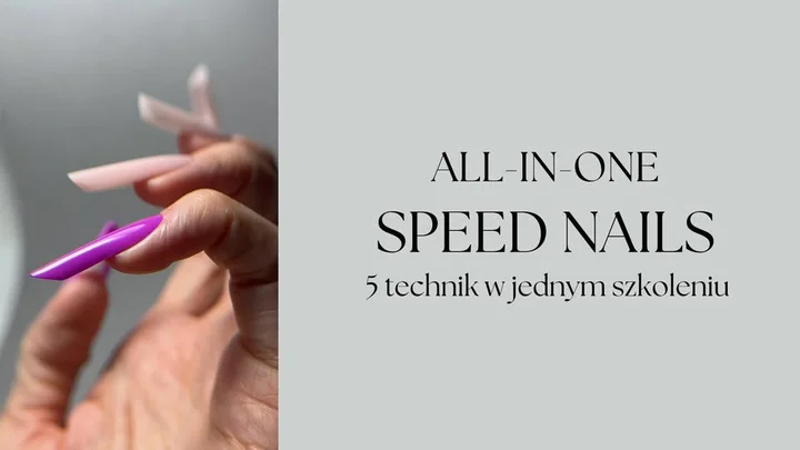 Grafika promocyjna wydarzenia SPEED NAILS „All-in-one” — intensywne jednodniowe szkolenie stylizacji paznokci w Tomaszowie Mazowieckim