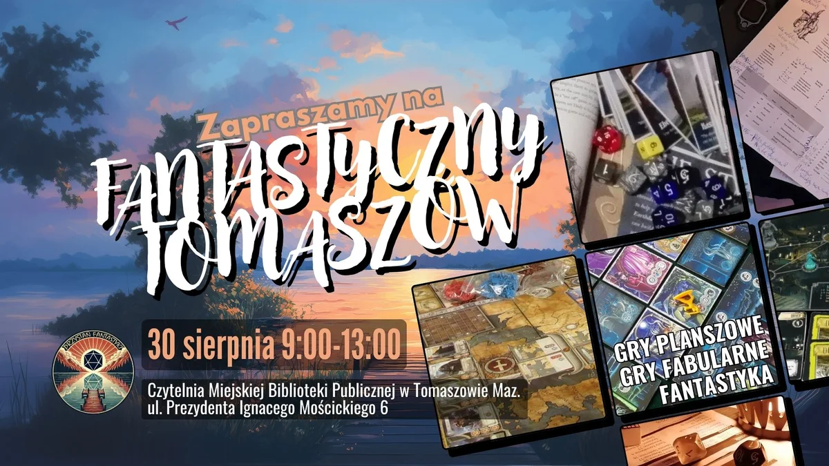 Grafika promocyjna wydarzenia Spotkanie miłośników fantastyki i gier planszowych w bibliotece