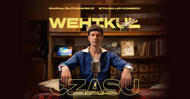 Grafika promocyjna wydarzenia Stand-up Tomaszów Mazowiecki: Rafał Rutkowski — „Wehikuł czasu”