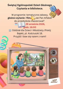 Grafika promocyjna wydarzenia Głośne czytanie i filmowe bajanie