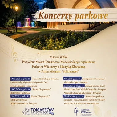 Grafika promocyjna wydarzenia Parkowe Wieczory z Muzyką Klasyczną