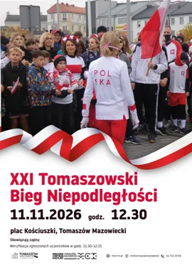 Grafika promocyjna wydarzenia XXI Tomaszowski Bieg Niepodległości