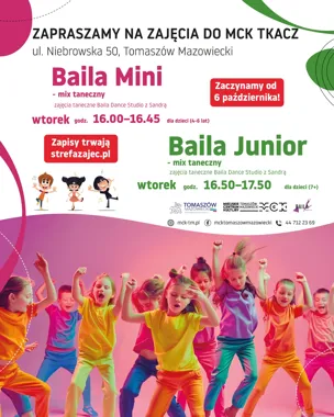 Grafika promocyjna wydarzenia Zajęcia taneczne dla dzieci BAILA – mix taneczny