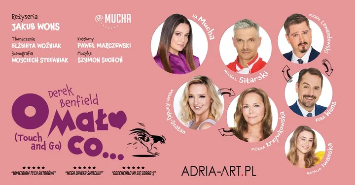 Grafika promocyjna wydarzenia Tomaszów Mazowiecki: O mało co… — Anna Mucha i Michał Sitarski w kultowej komedii