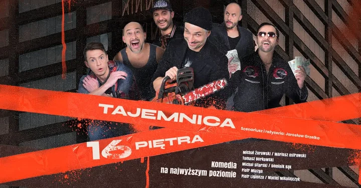 Grafika promocyjna wydarzenia Tajemnica 16 piętra — komedia na najwyższym poziomie w Tomaszowie Mazowieckim