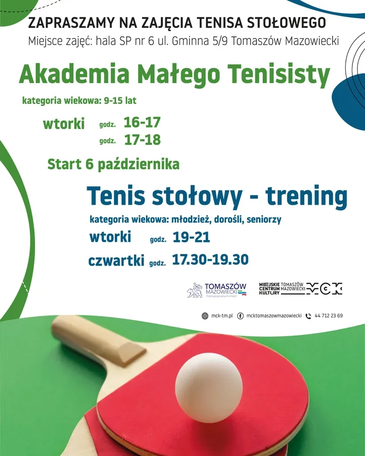 W Tomaszowie ruszają treningi przy stole dla młodszych i starszych