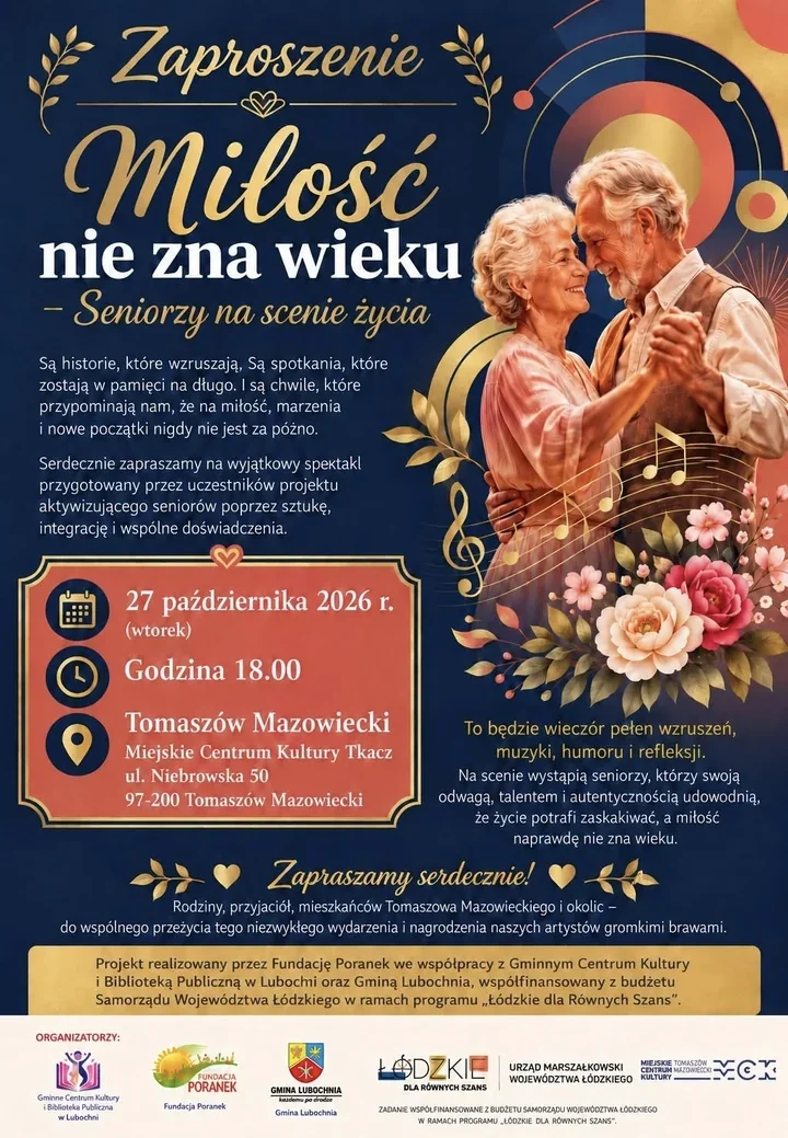Seniorzy wchodzą na scenę i opowiadają o miłości bez metryki.