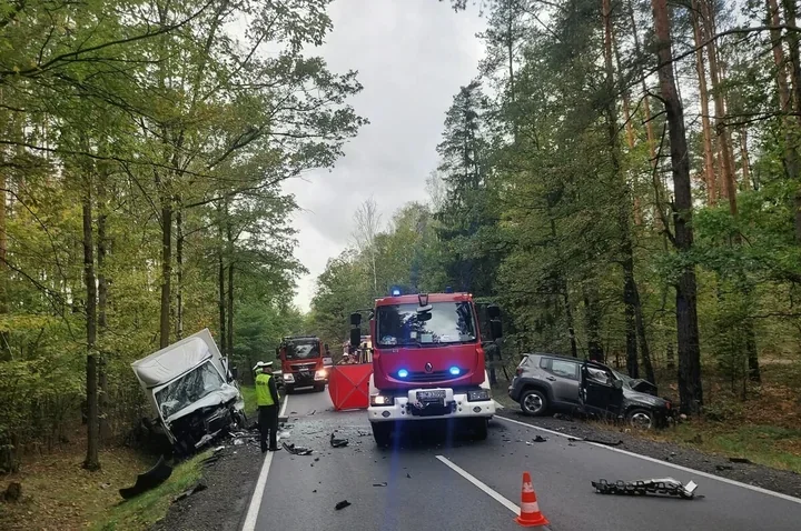 Śmiertelne zderzenie na DK 48. Jeep zjechał na przeciwległy pas